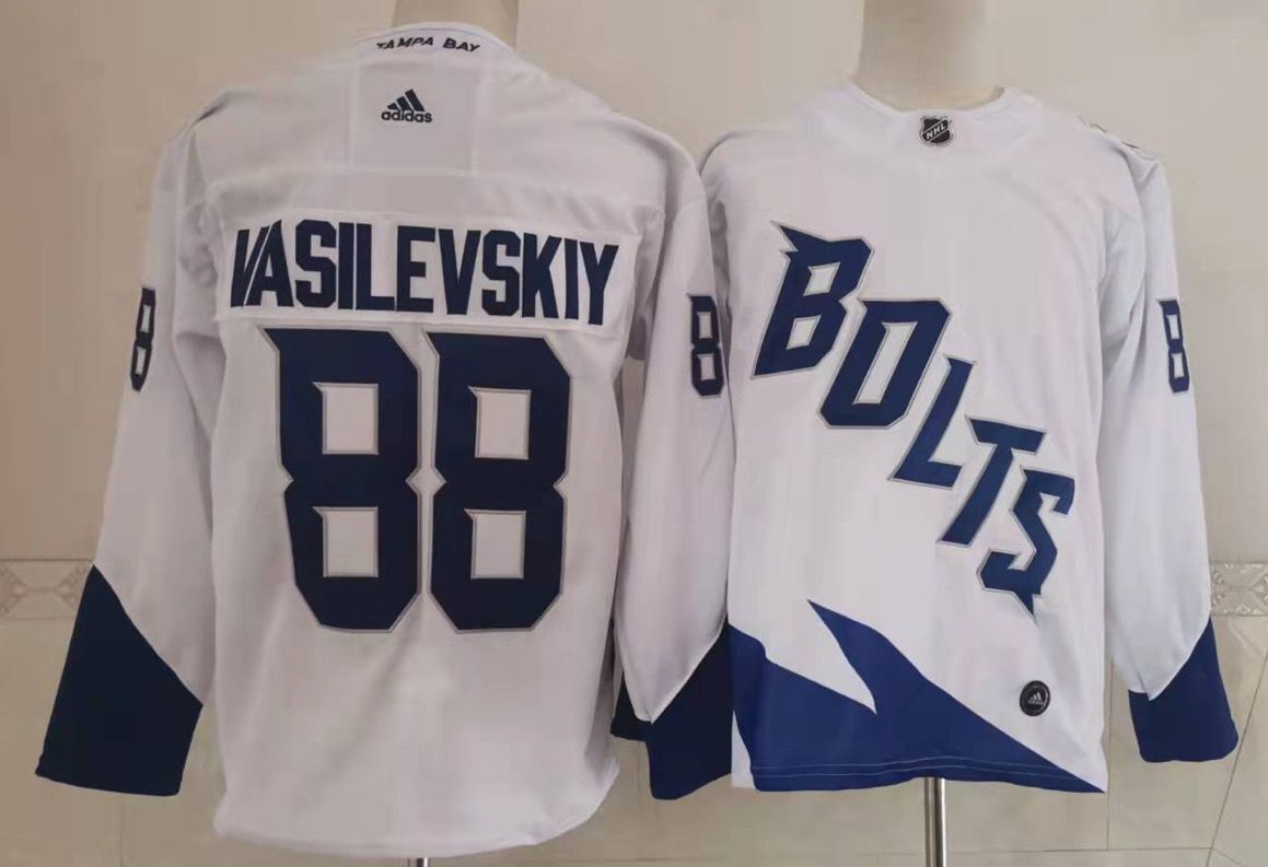 Men Tampa Bay Lightning 88 Vasilevskiy White New 2022 Adidas NHL Jersey
